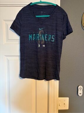 Nike Kids Navy V-Neck Seattle Mariners Tee with Teal Logo